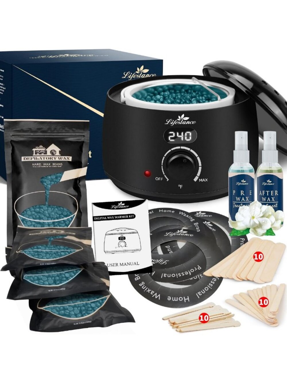 Digital Waxing Kit for Men & Women - Professional Wax Pot Warmer & Accessories